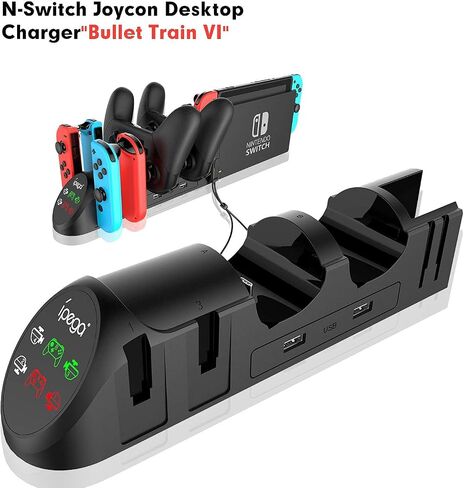 ECHZOVE Charging Dock for Nintendo Switch Joy-Con & Pro Controllers, 6-in-1 Controller Charging Station for 4 Joy-Cons and 2 Official Pro Controllers, LED Indicators, USB Ports, Game Room Organizer in Saudi Arabia