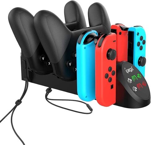 ECHZOVE Charging Dock for Nintendo Switch Joy-Con & Pro Controllers, 6-in-1 Controller Charging Station for 4 Joy-Cons and 2 Official Pro Controllers, LED Indicators, USB Ports, Game Room Organizer in Saudi Arabia