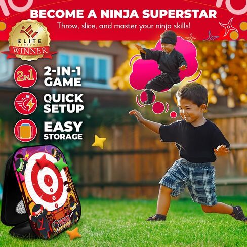 Swooc Games - Ninja Superstar™ | 2-in-1 Corn Hole Games for Kids | 5-Second Setup | Ninja Toys for Boys | Bean Bag Toss Game for Kids | Cornhole Game Set Outdoor | Outdoor Toys | Throwing Star in Saudi Arabia