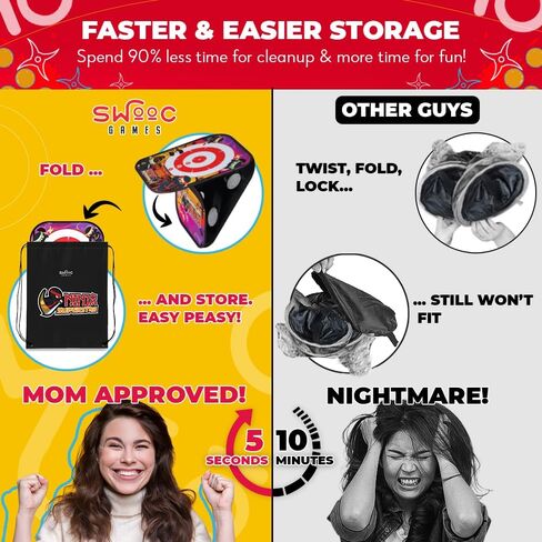 Swooc Games - Ninja Superstar™ | 2-in-1 Corn Hole Games for Kids | 5-Second Setup | Ninja Toys for Boys | Bean Bag Toss Game for Kids | Cornhole Game Set Outdoor | Outdoor Toys | Throwing Star in Saudi Arabia