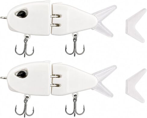 2 Pcs Mini Glide Bait, Slow Sinking Multi Jointed Swimbait Wobbler with 2 Tail Options, Freshwater & Saltwater Fishing Lure for Bass, Practical Fishing Gear Gift in Saudi Arabia