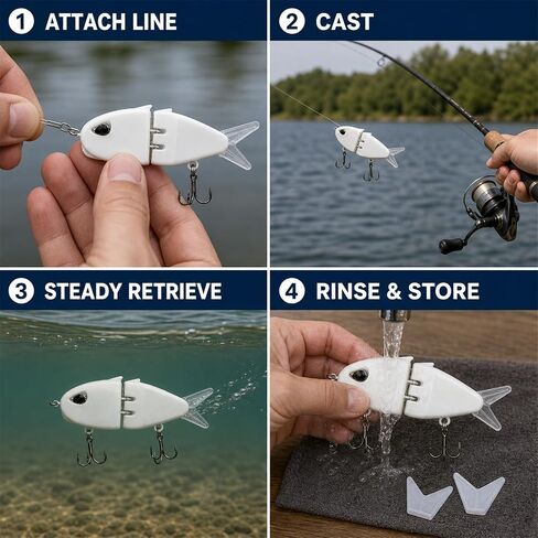 2 Pcs Mini Glide Bait, Slow Sinking Multi Jointed Swimbait Wobbler with 2 Tail Options, Freshwater & Saltwater Fishing Lure for Bass, Practical Fishing Gear Gift in Saudi Arabia