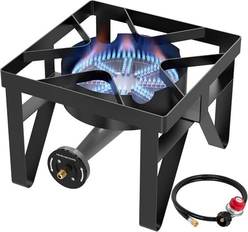 Bestfire 260,000 BTU Outdoor Propane Gas Stove, 0-20 PSI Adjustable Regulator, Steel-Braided Hose, High Pressure Single Burner Cooker for Turkey Fryer, Seafood Boil, Quemador de Gas Propano in Saudi Arabia