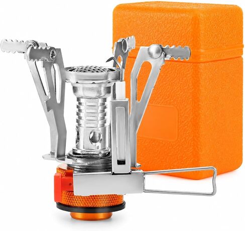 KUBQLIG Portable Camping Stove with Piezo Ignition, 3000W Mini Backpacking Gas Burner for 7/16 Threaded EN417 Fuel Canisters, Wind-Resistant Folding Camp Stove for Hiking Outdoor Cooking in Saudi Arabia