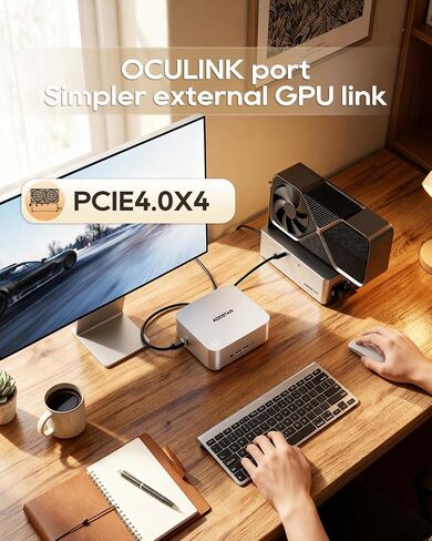 AOOSTAR MACO AMD Ryzen 7 6850H Mini PC (Beat 7735HS/7730U/6800H, up to 4.7GHz), 24GB LPDDR5 RAM+ 1TB PCIe4.0 NVMe SSD, 3×M.2 Slots, Dual 2.5G LAN, Dual USB4, OCuLink, 4-Screen 4K Display in Saudi Arabia