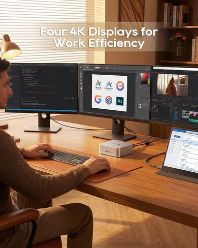 AOOSTAR MACO AMD Ryzen 7 6850H Mini PC (Beat 7735HS/7730U/6800H, up to 4.7GHz), 24GB LPDDR5 RAM+ 1TB PCIe4.0 NVMe SSD, 3×M.2 Slots, Dual 2.5G LAN, Dual USB4, OCuLink, 4-Screen 4K Display in Saudi Arabia