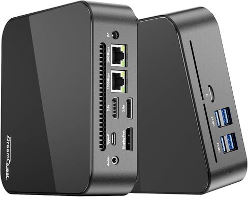 DreamQuest Mini PC 32GB DDR4 512GB SSD Intel N95 W-11 Pro Mini Computers | USB 3.2, USB-C, Triple 4K 60Hz Display, Dual LAN, WiFi, Bluetooth, 𝟏-𝐘𝐄𝐀𝐑 warranty, Smart Fan for Business Office in Saudi Arabia