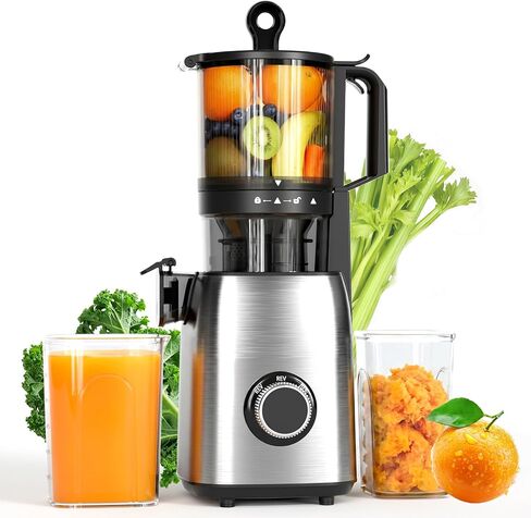 COWSAR Cold Press Juicer Machines with 5.4" Extra-Large Feed Chute | 60RPM Slow Masticating Orange Juicer, 300W Electric Juicer for Fruit , Citrus, Pomegranate & Vegetables in Saudi Arabia