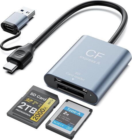 CFexpress Type A & SD Card Reader, USB C 3.2 Gen 2 10Gbps High-Speed Dual Slot, UHS-II/UHS I, Aluminum Alloy Memory Card Reader in Saudi Arabia