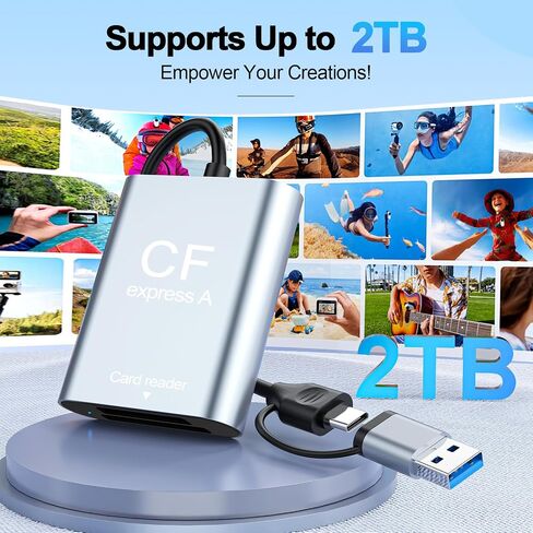 CFexpress Type A & SD Card Reader, USB C 3.2 Gen 2 10Gbps High-Speed Dual Slot, UHS-II/UHS I, Aluminum Alloy Memory Card Reader in Saudi Arabia