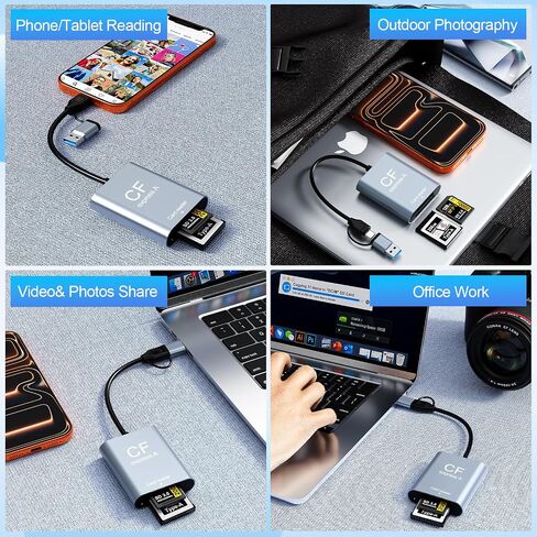 CFexpress Type A & SD Card Reader, USB C 3.2 Gen 2 10Gbps High-Speed Dual Slot, UHS-II/UHS I, Aluminum Alloy Memory Card Reader in Saudi Arabia