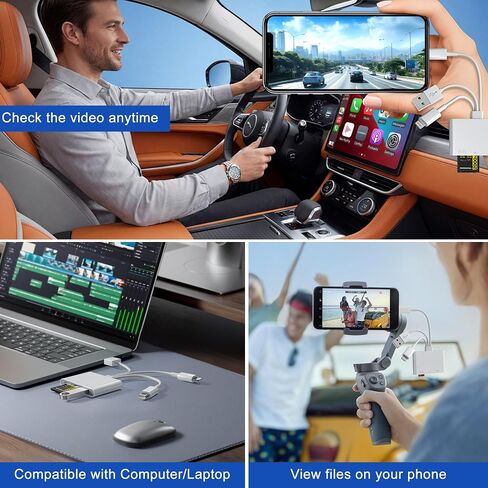 4 in 1 SD Card Reader for iPhone,USB-C/Lightning/USB-A,OTG Adapter,Fast Photo Transfer from Digital Camera SD/TF Card to Phone,SD/Micro SD Card Adapter for iPhone,iPad,Android,USB Flash Drive in Kuwait