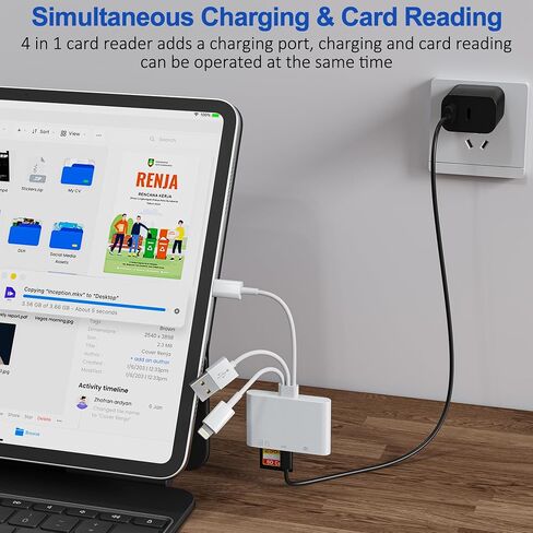 4 in 1 SD Card Reader for iPhone,USB-C/Lightning/USB-A,OTG Adapter,Fast Photo Transfer from Digital Camera SD/TF Card to Phone,SD/Micro SD Card Adapter for iPhone,iPad,Android,USB Flash Drive in Kuwait