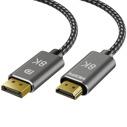 كابل DisplayPort 8K إلى HDMI بطول 6 أقدام، أحادي الاتجاه، 8K عند 60 هرتز، 4K عند 240 هرتز | مصدر DP إلى شاشة HDMI، سلك DisplayPort 1.4 إلى HDMI 2.1 المضفر لـ NVIDIA، Dell، AMD، Lenovo، HP، PC، الشاشة، RTX4080/RX7900 in Kuwait