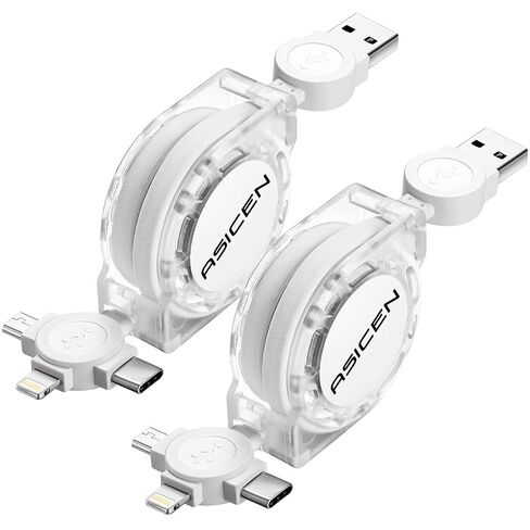 3 in 1 Retractable Multi Charging Cable, 2Pack Multi Fast Charging Cord Retractable Charger Data Sync Cable with iPhone/Type-C/Micro USB Ports for Cell Phones, iPhone Series, Galaxy Series,PS,Tablets | 3 in 1 Retractable Charger Cord with Type C/L/Micro U in Saudi Arabia