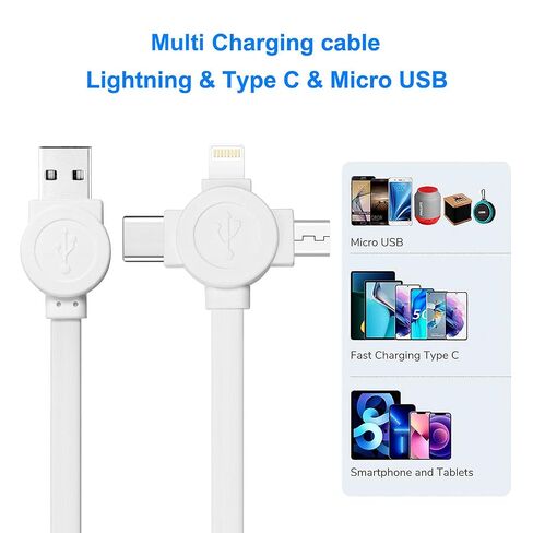 3 in 1 Retractable Multi Charging Cable, 2Pack Multi Fast Charging Cord Retractable Charger Data Sync Cable with iPhone/Type-C/Micro USB Ports for Cell Phones, iPhone Series, Galaxy Series,PS,Tablets | 3 in 1 Retractable Charger Cord with Type C/L/Micro U in Saudi Arabia
