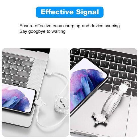 3 in 1 Retractable Multi Charging Cable, 2Pack Multi Fast Charging Cord Retractable Charger Data Sync Cable with iPhone/Type-C/Micro USB Ports for Cell Phones, iPhone Series, Galaxy Series,PS,Tablets | 3 in 1 Retractable Charger Cord with Type C/L/Micro U in Saudi Arabia