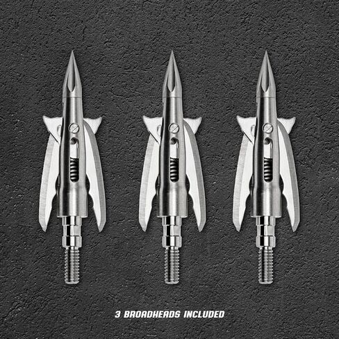 Bowmar Archery Beast Broadheads, World's Fastest Deploying, Sharpest Penetrating Machanicals, 3 Stainless Steel Ferrules, No Practice Tip in Saudi Arabia