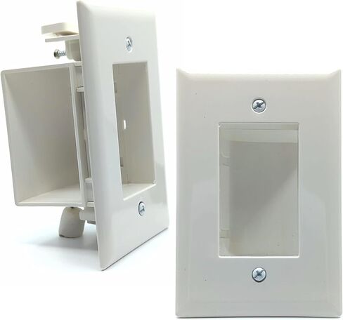 DATA COMM Electronics 45-0014-WH لوحة حائط كابل 1-Gang مع فتحة مرنة، لوحة حائط منخفضة الجهد، تخفي ما يصل إلى 6 كابلات، سهلة التركيب، أبيض in Kuwait
