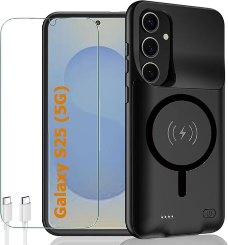 Battery Case for Galaxy S25 Ultra,12000mAh Portable Protective Smart Wireless Charging Case Support Carplay Designed for Galaxy S25 Ultra (6.9 inch) Rechargeable Extended Battery Charger Case (Black) in Saudi Arabia