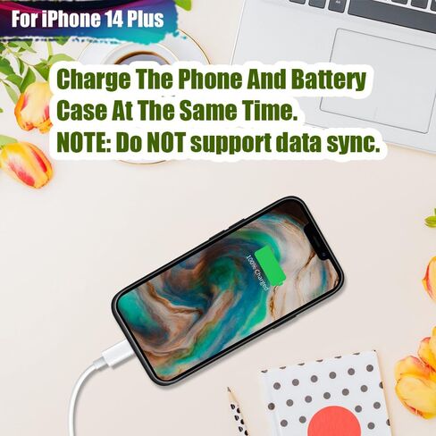 Battery Case for iPhone 14 Plus, 5000mAh Rechargeable Extended Battery Charging Charger Case, Add 100% Extra Juice (6.7 Inches) Black in Kuwait