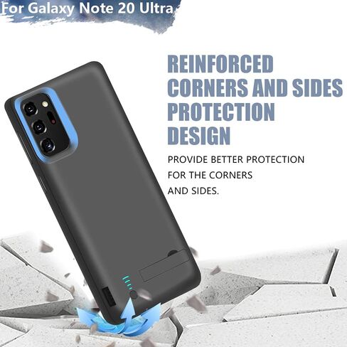 Sitong Battery Case for Samsung Galaxy Note 20 Ultra 5G, 5000mAh Rechargeable Extended Battery Charging Charger Case, Add 100% Extra Juice, Not Compatible with Galaxy S20 Ultra Black in Kuwait