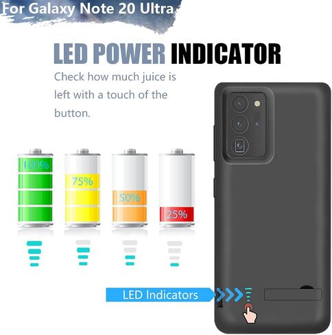 Sitong Battery Case for Samsung Galaxy Note 20 Ultra 5G, 5000mAh Rechargeable Extended Battery Charging Charger Case, Add 100% Extra Juice, Not Compatible with Galaxy S20 Ultra Black in Kuwait