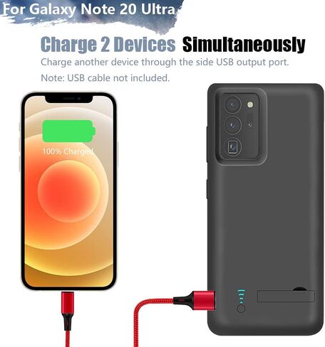 Sitong Battery Case for Samsung Galaxy Note 20 Ultra 5G, 5000mAh Rechargeable Extended Battery Charging Charger Case, Add 100% Extra Juice, Not Compatible with Galaxy S20 Ultra Black in Kuwait