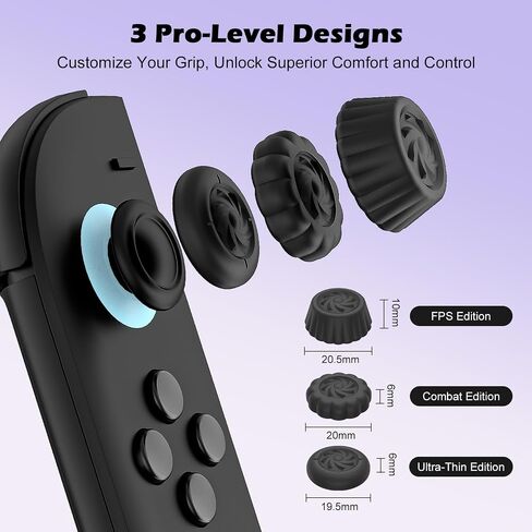 Baoyemes Thumb Grips Set for Nintendo Switch 2/Pro, Anti-Slip Joycon Controller Caps, Ergonomic Design, Enhanced Gaming Grip, Thumb Grip Caps, Switch 2 Joystick Caps, Black, 3 Pairs (6 PCS) in Saudi Arabia
