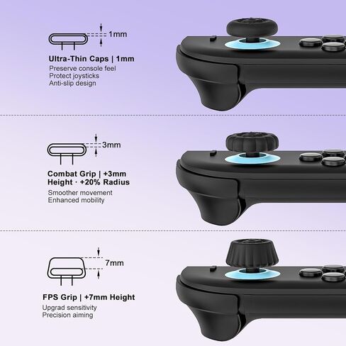 Baoyemes Thumb Grips Set for Nintendo Switch 2/Pro, Anti-Slip Joycon Controller Caps, Ergonomic Design, Enhanced Gaming Grip, Thumb Grip Caps, Switch 2 Joystick Caps, Black, 3 Pairs (6 PCS) in Saudi Arabia
