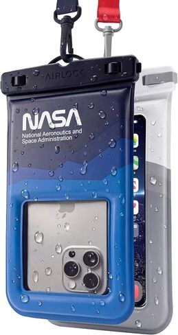 NASA Waterproof Phone Pouch with AirLock™ Seal (2 Pack, XL) | Underwater Touchscreen | Waterproof to 20m | Official NASA Insignia | K24 Floating Pouch | 40% Tougher PVC | Fits Big Phones in Saudi Arabia