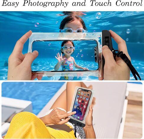 Waterproof Phone Pouch Case [2-Pack] – Easy Lock & Heavy-Duty IPX8 Dry Bag for Cell Phones, for iPhone 16 15 14 13 12 11 Pro Max Plus XS XR, Galaxy S24 S23, 4–7" Devices Black in Saudi Arabia