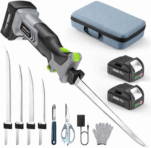 TaskStar Cordless Electric Fillet Knife: 12V Rechargeable Filet Knife Kit with 4 Stainless Steel Blades, Non-Slip Grip, Safety Lock, Fish Scaler, Fin Shears for Filleting and Meat Slicing Fish in Saudi Arabia