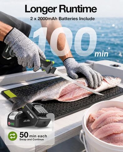 TaskStar Cordless Electric Fillet Knife: 12V Rechargeable Filet Knife Kit with 4 Stainless Steel Blades, Non-Slip Grip, Safety Lock, Fish Scaler, Fin Shears for Filleting and Meat Slicing Fish in Saudi Arabia