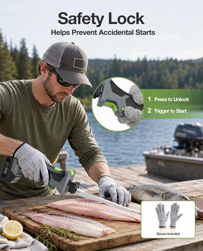 TaskStar Cordless Electric Fillet Knife: 12V Rechargeable Filet Knife Kit with 4 Stainless Steel Blades, Non-Slip Grip, Safety Lock, Fish Scaler, Fin Shears for Filleting and Meat Slicing Fish in Saudi Arabia