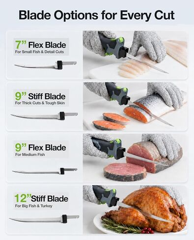TaskStar Cordless Electric Fillet Knife: 12V Rechargeable Filet Knife Kit with 4 Stainless Steel Blades, Non-Slip Grip, Safety Lock, Fish Scaler, Fin Shears for Filleting and Meat Slicing Fish in Saudi Arabia
