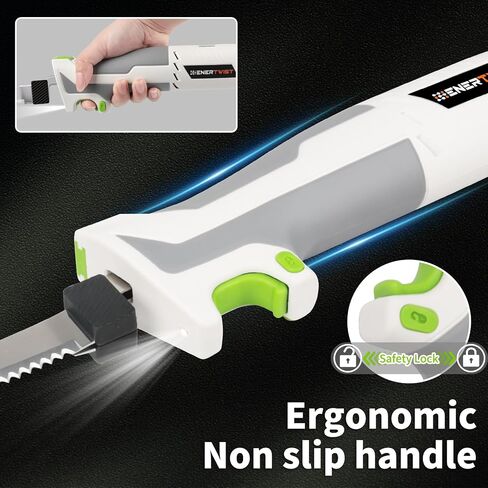 ENERTWIST Electric Cordless Fillet Knife for Fish, 3 Blades 2 Packs Battery | Rechargeable Fishing Knife Ergonomic Non-Slip Handle Portable Carry Case Safety Lock Stainless Steel Blades for Outdoor Home in Saudi Arabia