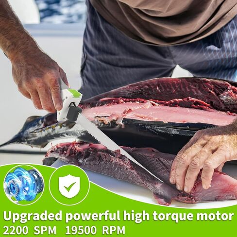 ENERTWIST Electric Cordless Fillet Knife for Fish, 3 Blades 2 Packs Battery | Rechargeable Fishing Knife Ergonomic Non-Slip Handle Portable Carry Case Safety Lock Stainless Steel Blades for Outdoor Home in Saudi Arabia
