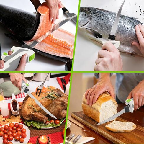 ENERTWIST Electric Cordless Fillet Knife for Fish, 3 Blades 2 Packs Battery | Rechargeable Fishing Knife Ergonomic Non-Slip Handle Portable Carry Case Safety Lock Stainless Steel Blades for Outdoor Home in Saudi Arabia