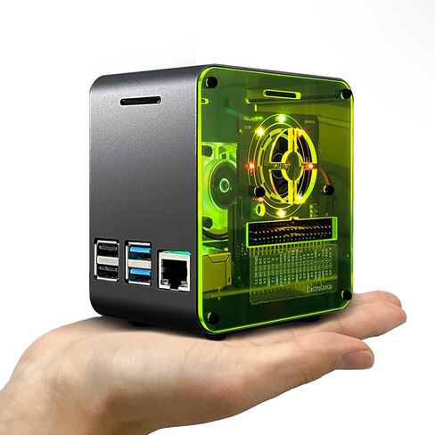 ElectroCookie Raspberry Pi 4 Case, Aluminum Mini Tower Case with Cooling Fan and Color Changing Ambient Light (Matte Black & Dark Gray) in Saudi Arabia