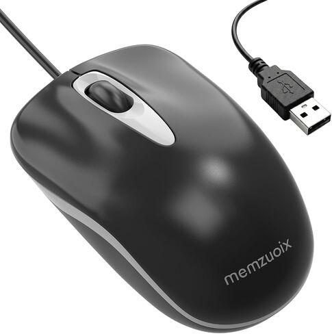 memzuoix Wired Mouse, 1200 DPI Optical Computer Mouse, Ergonomic Ambidextrous Mouse for Laptop PC Desktop, Plug and Play-Red in Saudi Arabia