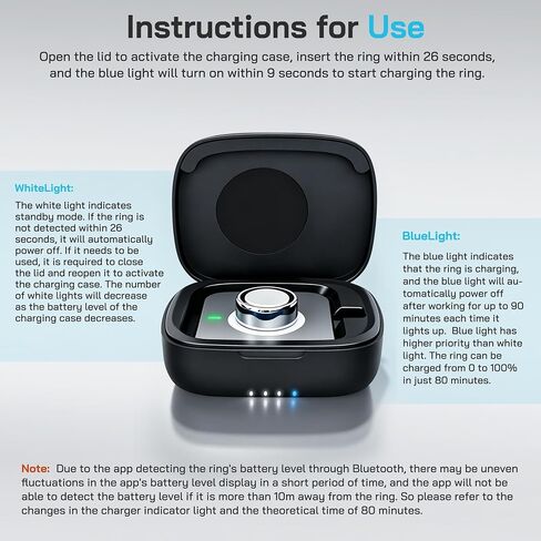 Smart Ring Charging Case for Oura Ring Gen 5, Gen 4, and Gen 3, 1000mAh Portable Travel Charger Station, Fits All-Sized Ring Gen 5 Gen 4 | Gen 3 (Official Charger NOT Included) in Kuwait