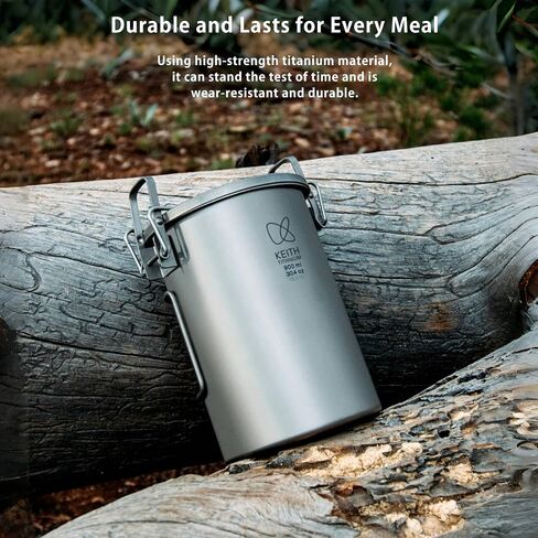 KEITH Titanium Camping Cooking Pot 900ml Multifunctional Rice Cooker Cookware with Folding Handle in Kuwait