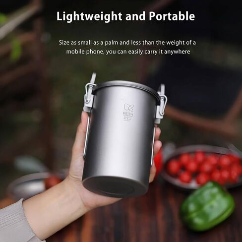 KEITH Titanium Camping Cooking Pot 900ml Multifunctional Rice Cooker Cookware with Folding Handle in Kuwait