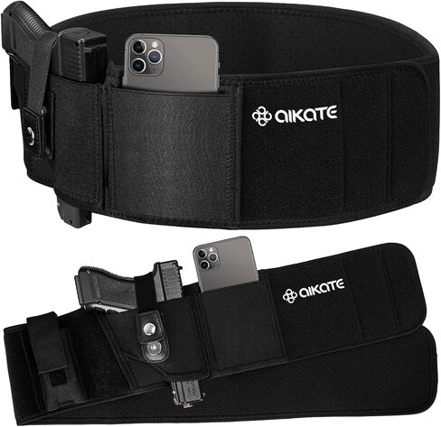 AIKATE Upgraded Belly Band Holster for Concealed Carry, Deep Concealment Gun Holster for Men, Waist Holsters Fits for Glock 19, 17, S&W M&P Shield 9MM Most Pistols in Saudi Arabia