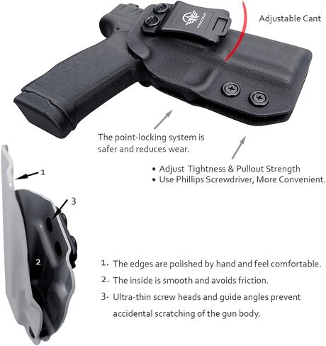 POLE.CRAFT IWB Kydex Holster for Canik Mete MC9 Prime Pistol - Inside Waistband Concealed Carry - Adj. Cant Retention - Cover Mag-Button - No Wear - No Jitter in Kuwait