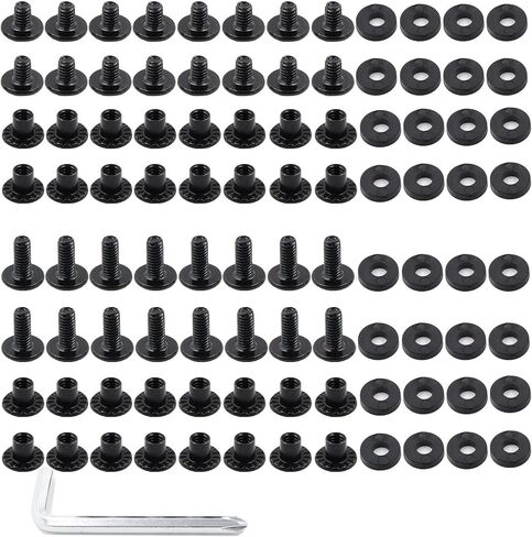 96 Pieces Black Chicago Screws Gun Holster Screws #8-32 x 1/4" & 3/8" for Leather & Kydex Holsters & Clips and Knife Sheaths, with a Cross-Head Screw, Slotted Nut, Rubber Washer. in Saudi Arabia