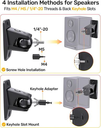 Universal Rear Speaker Wall Mount for Samsung Q990F, Q990D, Roku, 2 Pack | Surround Sound Satellite Speaker Mount Bracket with 1/4"-20 4mm 5mm Thread and Keyhole, 11 lbs Capacity in Saudi Arabia