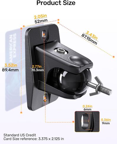 Universal Rear Speaker Wall Mount for Samsung Q990F, Q990D, Roku, 2 Pack | Surround Sound Satellite Speaker Mount Bracket with 1/4"-20 4mm 5mm Thread and Keyhole, 11 lbs Capacity in Saudi Arabia