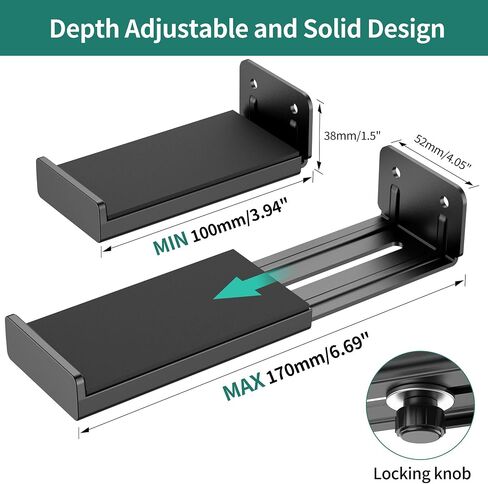 HomeMount Soundbar Wall Mount, Fits Most Soundbars Up to 6.7" Deep, Black | Adjustable design supports up to 33 lbs while saving TV stand space for a clean, modern home theater setup in Saudi Arabia
